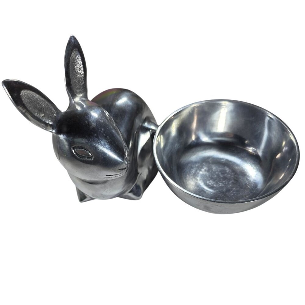 Rabbit Aluminum Bowl trinket holder figurine candy dish easter spring bunny